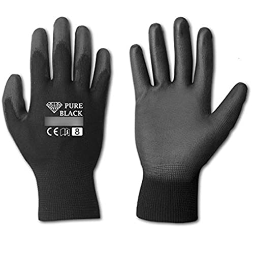 12 Paar Arbeitshandschuhe Gr. 11 PURE BLACK Latexbeschichtung Schutzhandschuhe Montagehandschuhe Sicherheitshandschuhe von POKM Toolsmarket GmbH