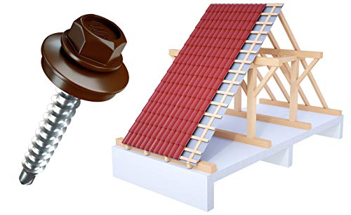 200 Trapezblech Schrauben Trapezbleche Profilbleche 4,8x55 Fassadenbauschrauben RAL 8017 Schokoladenbraun von POKM Toolsmarket GmbH