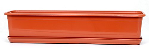 POKM Toolsmarket GmbH Balkonkasten Blumenkasten mit Untersetzer Venus 30 cm Terracotta von POKM Toolsmarket GmbH