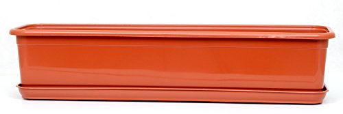 POKM Toolsmarket GmbH Balkonkasten Blumenkasten mit Untersetzer Venus 60 cm Terracotta von POKM Toolsmarket GmbH