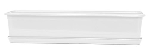 POKM Toolsmarket GmbH Balkonkasten Blumenkasten mit Untersetzer Venus 70 cm Weiß von POKM Toolsmarket GmbH