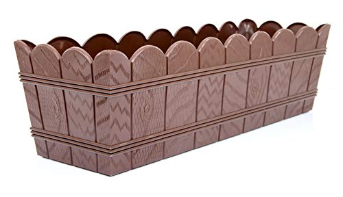 POKM Toolsmarket GmbH Balkonkasten Blumenkasten ohne Untersetzer Elba 55 cm Braun von POKM Toolsmarket GmbH
