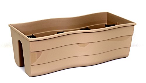 POKM Toolsmarket GmbH Balkonkiste Blumenkasten Geländerkasten Balkonkasten Wave 60 / H: 20 cm Beige von POKM Toolsmarket GmbH