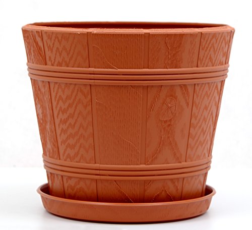 POKM Toolsmarket GmbH Blumentopf Blumenkübel Elba mit Untersetzer 15cm bis 42cm (Ø26 cm (3), Teracotta) von POKM Toolsmarket GmbH