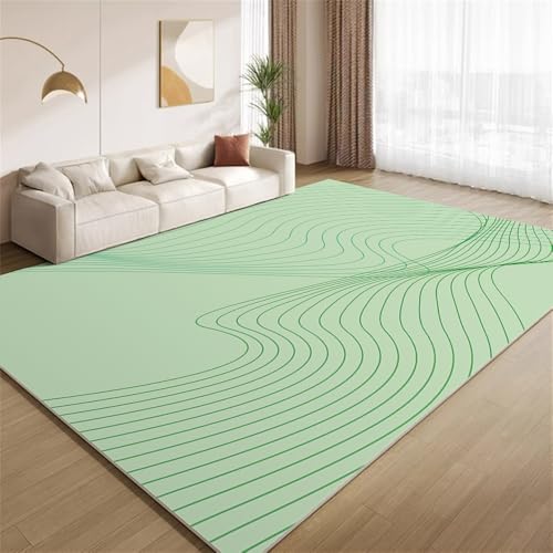 Abstrakte Grüne Wellenlinien Teppich Minimalistische Moderne Kunst Rutschfester Bodenteppich weicher dünnen Kurzflor-Teppich für Wohnzimmer Schlafzimmer Küche Büro Esszimmer Hartholzboden 160x200cm Abstrakte Grüne Wellenlinien Teppich Minimalistische Moderne Kunst Rutschfester Bodenteppich weicher dünnen Kurzflor-Teppich für Wohnzimmer Schlafzimmer Küche Büro Esszimmer Hartholzboden 160x200cm von POKXAEU