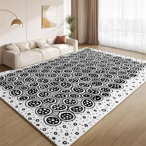 Abstrakte Schwarz-Weiß-Kunst Teppich Modernes Minimalistisches Design Rutschfester Bodenteppich weicher dünnen Kurzflor-Teppich für Wohnzimmer Schlafzimmer Küche Büro Esszimmer Hartholzboden 160x200cm Abstrakte Schwarz-Weiß-Kunst Teppich Modernes Minimalistisches Design Rutschfester Bodenteppich weicher dünnen Kurzflor-Teppich für Wohnzimmer Schlafzimmer Küche Büro Esszimmer Hartholzboden 160x200cm von POKXAEU