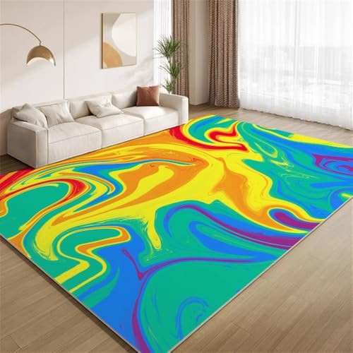 POKXAEU Abstrakte Bunte Wirbel Teppich Mehrfarbige Fließende Textur Waschbarer Wohnzimmer-Schlafzimmer-Teppich weich rutschfest Kurzflor Matte für Bauernhaus Zuhause Boden Flur 120x150cm POKXAEU Abstrakte Bunte Wirbel Teppich Mehrfarbige Fließende Textur Waschbarer Wohnzimmer-Schlafzimmer-Teppich weich rutschfest Kurzflor Matte für Bauernhaus Zuhause Boden Flur 120x150cm von POKXAEU
