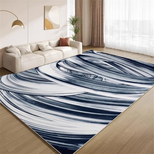 POKXAEU Abstrakte Pinselstreifen Teppich Vintage Blau Weiß Waschbarer Wohnzimmer-Schlafzimmer-Teppich weich rutschfest Kurzflor Matte für Bauernhaus Zuhause Boden Flur 120x150cm POKXAEU Abstrakte Pinselstreifen Teppich Vintage Blau Weiß Waschbarer Wohnzimmer-Schlafzimmer-Teppich weich rutschfest Kurzflor Matte für Bauernhaus Zuhause Boden Flur 120x150cm von POKXAEU