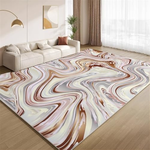 POKXAEU Abstrakte Wirbelstreifen Teppich Fließende Wellenstreifen Waschbarer Wohnzimmer-Schlafzimmer-Teppich weich rutschfest Kurzflor Matte für Bauernhaus Zuhause Boden Flur 120x150cm POKXAEU Abstrakte Wirbelstreifen Teppich Fließende Wellenstreifen Waschbarer Wohnzimmer-Schlafzimmer-Teppich weich rutschfest Kurzflor Matte für Bauernhaus Zuhause Boden Flur 120x150cm von POKXAEU
