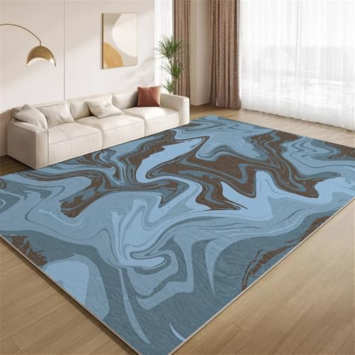 POKXAEU Abstraktes Blaubraun Teppich Ombre-Wirbelwellen Rutschfester Bodendekor-Teppich weicher Kurzflor-Akzentteppich für Innenräume Wohnzimmer Schlafzimmer Spielzimmer Foyer 150x240cm POKXAEU Abstraktes Blaubraun Teppich Ombre-Wirbelwellen Rutschfester Bodendekor-Teppich weicher Kurzflor-Akzentteppich für Innenräume Wohnzimmer Schlafzimmer Spielzimmer Foyer 150x240cm von POKXAEU