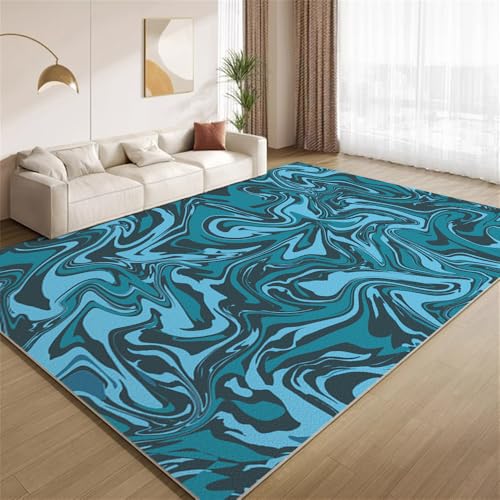 POKXAEU Abstraktes Blaugrün Teppich Wirbelwellentextur Waschbarer Wohnzimmer-Schlafzimmer-Teppich weich rutschfest Kurzflor Matte für Bauernhaus Zuhause Boden Flur 120x150cm POKXAEU Abstraktes Blaugrün Teppich Wirbelwellentextur Waschbarer Wohnzimmer-Schlafzimmer-Teppich weich rutschfest Kurzflor Matte für Bauernhaus Zuhause Boden Flur 120x150cm von POKXAEU