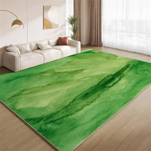 POKXAEU Abstraktes Grunge-Grün Teppich Modernes Ombre-Grün Waschbarer Wohnzimmer-Schlafzimmer-Teppich weich rutschfest Kurzflor Matte für Bauernhaus Zuhause Boden Flur 120x150cm von POKXAEU