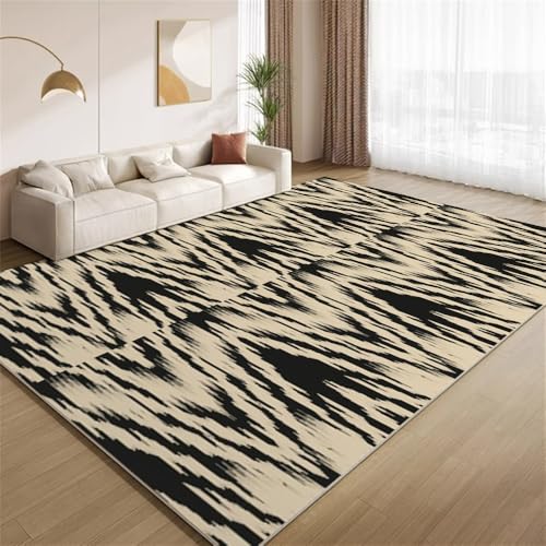 POKXAEU Abstraktes Schwarzbraun Teppich Vintage-Wellenstruktur Rutschfester Bodendekor-Teppich weicher Kurzflor-Akzentteppich für Innenräume Wohnzimmer Schlafzimmer Spielzimmer Foyer 150x240cm POKXAEU Abstraktes Schwarzbraun Teppich Vintage-Wellenstruktur Rutschfester Bodendekor-Teppich weicher Kurzflor-Akzentteppich für Innenräume Wohnzimmer Schlafzimmer Spielzimmer Foyer 150x240cm von POKXAEU