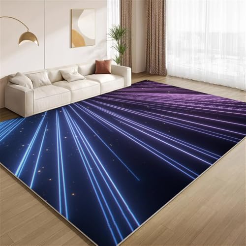 POKXAEU Blau Lila Neon Teppich Modernes Schwarz, Bunt Wohnzimmer-Schlafzimmer-Teppich rutschfest Überwurfmatten waschbar Bodendekoration Matte für den Innenbereich Flur 90x150cm POKXAEU Blau Lila Neon Teppich Modernes Schwarz, Bunt Wohnzimmer-Schlafzimmer-Teppich rutschfest Überwurfmatten waschbar Bodendekoration Matte für den Innenbereich Flur 90x150cm von POKXAEU