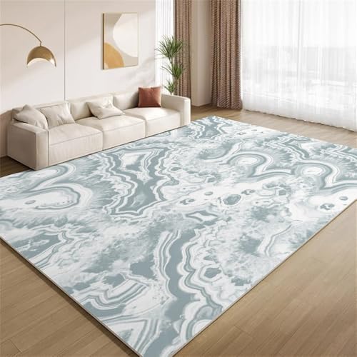 POKXAEU Blau Weiß Marmor Teppich Wellenstreifen-Marmor Waschbarer Wohnzimmer-Schlafzimmer-Teppich weich rutschfest Kurzflor Matte für Bauernhaus Zuhause Boden Flur 120x150cm POKXAEU Blau Weiß Marmor Teppich Wellenstreifen-Marmor Waschbarer Wohnzimmer-Schlafzimmer-Teppich weich rutschfest Kurzflor Matte für Bauernhaus Zuhause Boden Flur 120x150cm von POKXAEU