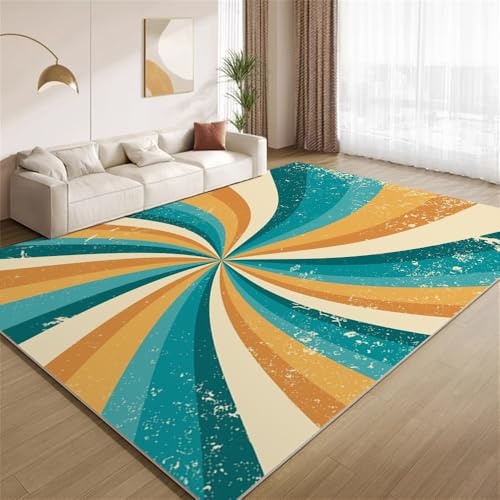 POKXAEU Boho Blau Braun Teppich Abstrakte Wirbelstreifen Wohnzimmer-Schlafzimmer-Teppich rutschfest Überwurfmatten waschbar Bodendekoration Matte für den Innenbereich Flur 90x150cm POKXAEU Boho Blau Braun Teppich Abstrakte Wirbelstreifen Wohnzimmer-Schlafzimmer-Teppich rutschfest Überwurfmatten waschbar Bodendekoration Matte für den Innenbereich Flur 90x150cm von POKXAEU