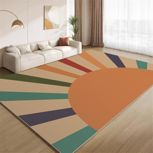 POKXAEU Boho-Farbenfroher Sonnenaufgang Teppich Retro-Regenbogenstreifen Waschbarer Wohnzimmer-Schlafzimmer-Teppich weich rutschfest Kurzflor Matte für Bauernhaus Zuhause Boden Flur 120x150cm POKXAEU Boho-Farbenfroher Sonnenaufgang Teppich Retro-Regenbogenstreifen Waschbarer Wohnzimmer-Schlafzimmer-Teppich weich rutschfest Kurzflor Matte für Bauernhaus Zuhause Boden Flur 120x150cm von POKXAEU