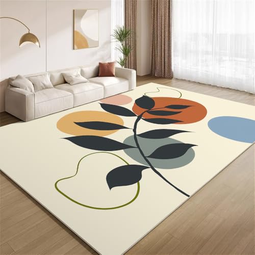 POKXAEU Boho-Pflanzen Teppich Moderne Mid-Century-Kunst Rutschfester Bodendekor-Teppich weicher Kurzflor-Akzentteppich für Innenräume Wohnzimmer Schlafzimmer Spielzimmer Foyer 150x240cm von POKXAEU