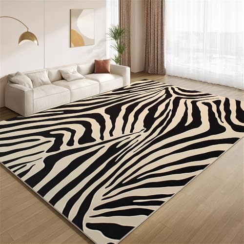POKXAEU Braun-Schwarze Streifen Teppich Tierisches Zebrafellmuster Rutschfester Bodenteppich weicher dünnen Kurzflor-Teppich für Wohnzimmer Schlafzimmer Küche Büro Esszimmer Hartholzboden 160x200cm POKXAEU Braun-Schwarze Streifen Teppich Tierisches Zebrafellmuster Rutschfester Bodenteppich weicher dünnen Kurzflor-Teppich für Wohnzimmer Schlafzimmer Küche Büro Esszimmer Hartholzboden 160x200cm von POKXAEU