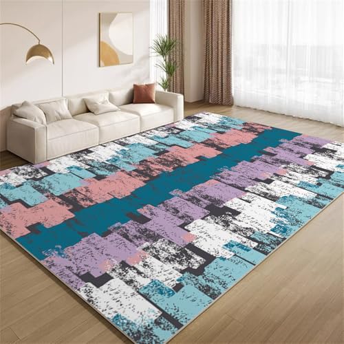 POKXAEU Bunte Grunge-Kunst Teppich Retro-Geometrie Wohnzimmer-Schlafzimmer-Teppich rutschfest Überwurfmatten waschbar Bodendekoration Matte für den Innenbereich Flur 90x150cm POKXAEU Bunte Grunge-Kunst Teppich Retro-Geometrie Wohnzimmer-Schlafzimmer-Teppich rutschfest Überwurfmatten waschbar Bodendekoration Matte für den Innenbereich Flur 90x150cm von POKXAEU