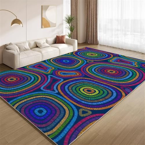 POKXAEU Bunter Kreis Im Ethno-Stil Teppich Abstraktes Buntes Tribal Waschbarer Wohnzimmer-Schlafzimmer-Teppich weich rutschfest Kurzflor Matte für Bauernhaus Zuhause Boden Flur 120x150cm POKXAEU Bunter Kreis Im Ethno-Stil Teppich Abstraktes Buntes Tribal Waschbarer Wohnzimmer-Schlafzimmer-Teppich weich rutschfest Kurzflor Matte für Bauernhaus Zuhause Boden Flur 120x150cm von POKXAEU