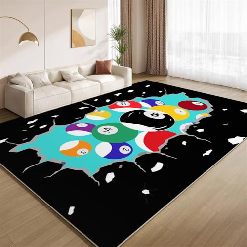 POKXAEU Buntes Billard Teppich Schwarze, Zerbrochene Wand Eingangsbereich-Teppich rutschfest Fußmatte weich waschbar Bodenteppich für Wohnzimmer Innenbereich Flur Matten 60x90cm von POKXAEU