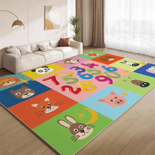 POKXAEU Cartoon-Tierzahlen Teppich Moderne Bunte Geometrische Kunst Eingangsbereich-Teppich rutschfest Fußmatte weich waschbar Bodenteppich für Wohnzimmer Innenbereich Flur Matten 60x90cm POKXAEU Cartoon-Tierzahlen Teppich Moderne Bunte Geometrische Kunst Eingangsbereich-Teppich rutschfest Fußmatte weich waschbar Bodenteppich für Wohnzimmer Innenbereich Flur Matten 60x90cm von POKXAEU