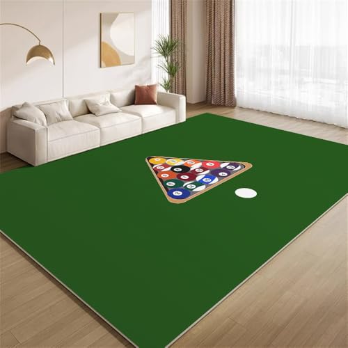 POKXAEU Farbige Billardkugeln Teppich Smaragdgrüne Moderne Kunst Eingangsbereich-Teppich rutschfest Fußmatte weich waschbar Bodenteppich für Wohnzimmer Innenbereich Flur Matten 60x90cm von POKXAEU