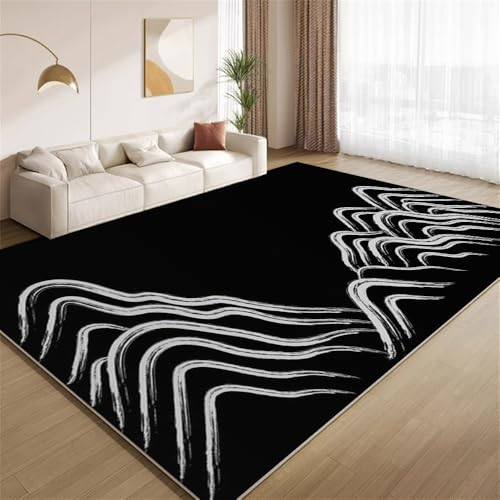 POKXAEU Funky Schwarz Weiß Teppich Modernes Design Berg Rutschfester Bodendekor-Teppich weicher Kurzflor-Akzentteppich für Innenräume Wohnzimmer Schlafzimmer Spielzimmer Foyer 150x240cm POKXAEU Funky Schwarz Weiß Teppich Modernes Design Berg Rutschfester Bodendekor-Teppich weicher Kurzflor-Akzentteppich für Innenräume Wohnzimmer Schlafzimmer Spielzimmer Foyer 150x240cm von POKXAEU