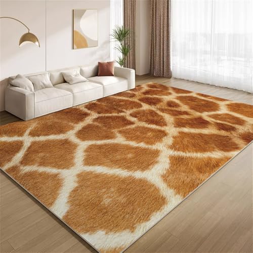 POKXAEU Giraffenfellmuster Teppich Moderne Braune Tiere Eingangsbereich-Teppich rutschfest Fußmatte weich waschbar Bodenteppich für Wohnzimmer Innenbereich Flur Matten 60x90cm von POKXAEU