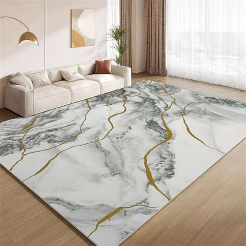 POKXAEU Grauweißer Marmor Teppich Abstrakte Wellenstreifen Waschbarer Wohnzimmer-Schlafzimmer-Teppich weich rutschfest Kurzflor Matte für Bauernhaus Zuhause Boden Flur 120x150cm POKXAEU Grauweißer Marmor Teppich Abstrakte Wellenstreifen Waschbarer Wohnzimmer-Schlafzimmer-Teppich weich rutschfest Kurzflor Matte für Bauernhaus Zuhause Boden Flur 120x150cm von POKXAEU