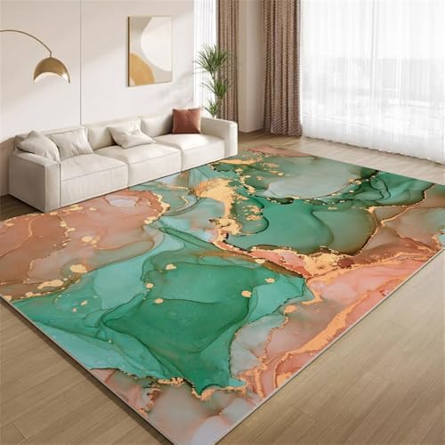POKXAEU Grün Braun Marmor Teppich Goldene Wellenstreifen Eingangsbereich-Teppich rutschfest Fußmatte weich waschbar Bodenteppich für Wohnzimmer Innenbereich Flur Matten 60x90cm POKXAEU Grün Braun Marmor Teppich Goldene Wellenstreifen Eingangsbereich-Teppich rutschfest Fußmatte weich waschbar Bodenteppich für Wohnzimmer Innenbereich Flur Matten 60x90cm von POKXAEU