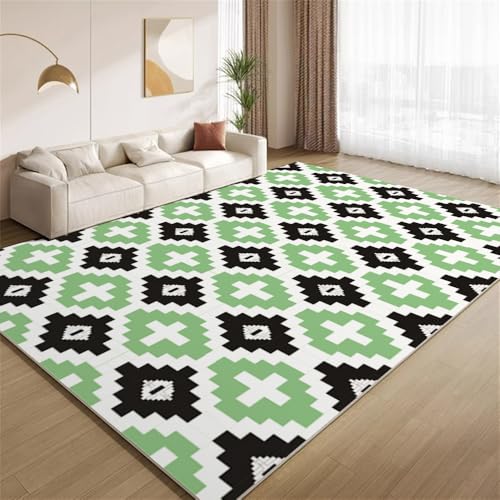 POKXAEU Grün-Weiß-Schwarz Teppich Einfache Geometrische Formen Maschinenwaschbare Teppiche für Wohnzimmer weich rutschfest Teppich für Schlafzimmer Kinderzimmer Klassenzimmer Büro 150x210cm POKXAEU Grün-Weiß-Schwarz Teppich Einfache Geometrische Formen Maschinenwaschbare Teppiche für Wohnzimmer weich rutschfest Teppich für Schlafzimmer Kinderzimmer Klassenzimmer Büro 150x210cm von POKXAEU