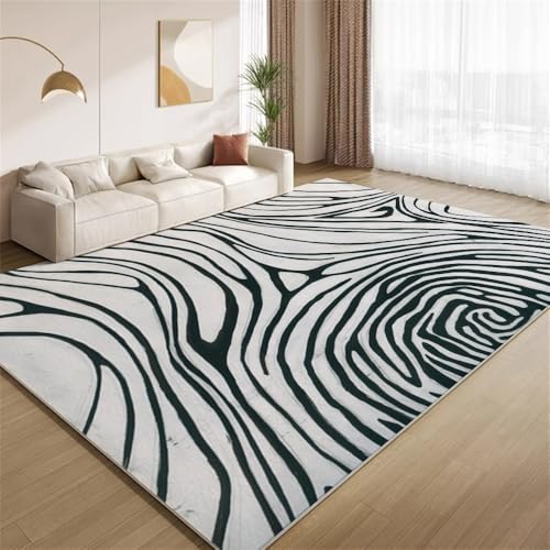 POKXAEU Grunge Schwarz-Weiß Teppich Abstraktes Streifenmuster Rutschfester Bodendekor-Teppich weicher Kurzflor-Akzentteppich für Innenräume Wohnzimmer Schlafzimmer Spielzimmer Foyer 150x240cm POKXAEU Grunge Schwarz-Weiß Teppich Abstraktes Streifenmuster Rutschfester Bodendekor-Teppich weicher Kurzflor-Akzentteppich für Innenräume Wohnzimmer Schlafzimmer Spielzimmer Foyer 150x240cm von POKXAEU