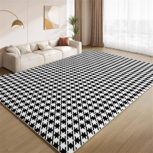 POKXAEU Hahnentrittmuster Teppich Modernes Schwarz-Weiß Maschinenwaschbare Teppiche für Wohnzimmer weich rutschfest Teppich für Schlafzimmer Kinderzimmer Klassenzimmer Büro 150x210cm POKXAEU Hahnentrittmuster Teppich Modernes Schwarz-Weiß Maschinenwaschbare Teppiche für Wohnzimmer weich rutschfest Teppich für Schlafzimmer Kinderzimmer Klassenzimmer Büro 150x210cm von POKXAEU