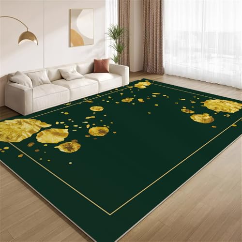 POKXAEU Luxuriöses Grüngold Teppich Smaragdgoldfolienrand Wohnzimmerteppich aus Kunstwolle waschbar fusselfrei pflegeleicht für Schlafzimmer Kinderzimmer Büro Flur Dekoration 180x270cm POKXAEU Luxuriöses Grüngold Teppich Smaragdgoldfolienrand Wohnzimmerteppich aus Kunstwolle waschbar fusselfrei pflegeleicht für Schlafzimmer Kinderzimmer Büro Flur Dekoration 180x270cm von POKXAEU