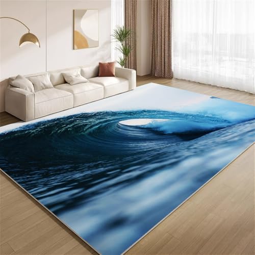 POKXAEU Meereswellen Teppich Blaue Meereslandschaft Maschinenwaschbare Teppiche für Wohnzimmer weich rutschfest Teppich für Schlafzimmer Kinderzimmer Klassenzimmer Büro 150x210cm POKXAEU Meereswellen Teppich Blaue Meereslandschaft Maschinenwaschbare Teppiche für Wohnzimmer weich rutschfest Teppich für Schlafzimmer Kinderzimmer Klassenzimmer Büro 150x210cm von POKXAEU