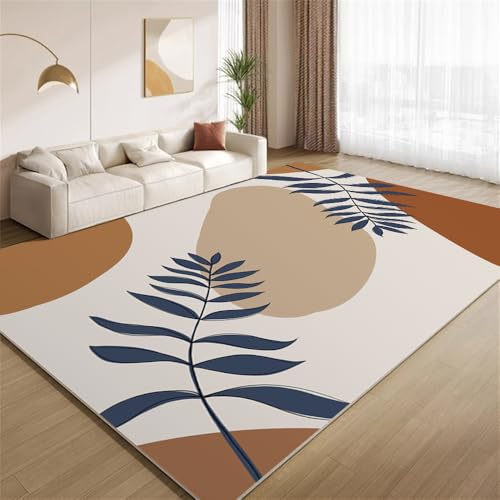 POKXAEU Modern Mid-Century Teppich Boho-Braun-Grau-Pflanzen Maschinenwaschbare Teppiche für Wohnzimmer weich rutschfest Teppich für Schlafzimmer Kinderzimmer Klassenzimmer Büro 150x210cm von POKXAEU