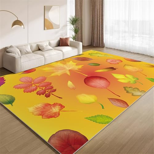 POKXAEU Moderne Bunte Blätter Teppich Mehrfarbige Pflanzen Mit Ombre-Effekt Waschbarer Wohnzimmer-Schlafzimmer-Teppich weich rutschfest Kurzflor Matte für Bauernhaus Zuhause Boden Flur 120x150cm POKXAEU Moderne Bunte Blätter Teppich Mehrfarbige Pflanzen Mit Ombre-Effekt Waschbarer Wohnzimmer-Schlafzimmer-Teppich weich rutschfest Kurzflor Matte für Bauernhaus Zuhause Boden Flur 120x150cm von POKXAEU