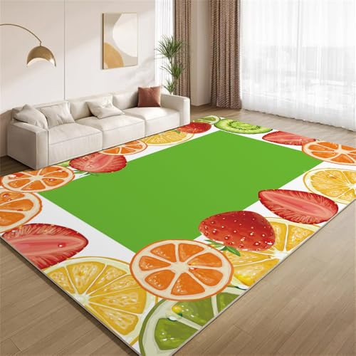 POKXAEU Moderne Bunte Früchte Teppich Erdbeer-Orange Waschbarer Wohnzimmer-Schlafzimmer-Teppich weich rutschfest Kurzflor Matte für Bauernhaus Zuhause Boden Flur 120x150cm POKXAEU Moderne Bunte Früchte Teppich Erdbeer-Orange Waschbarer Wohnzimmer-Schlafzimmer-Teppich weich rutschfest Kurzflor Matte für Bauernhaus Zuhause Boden Flur 120x150cm von POKXAEU