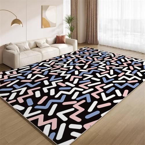 POKXAEU Moderne Bunte Wellen Teppich Minimalistisches Kunstdesign Eingangsbereich-Teppich rutschfest Fußmatte weich waschbar Bodenteppich für Wohnzimmer Innenbereich Flur Matten 60x90cm von POKXAEU