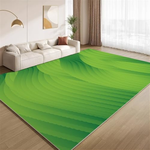 POKXAEU Moderne Grüne Streifen Teppich Funky Grüne Wellen Rutschfester Bodendekor-Teppich weicher Kurzflor-Akzentteppich für Innenräume Wohnzimmer Schlafzimmer Spielzimmer Foyer 150x240cm POKXAEU Moderne Grüne Streifen Teppich Funky Grüne Wellen Rutschfester Bodendekor-Teppich weicher Kurzflor-Akzentteppich für Innenräume Wohnzimmer Schlafzimmer Spielzimmer Foyer 150x240cm von POKXAEU