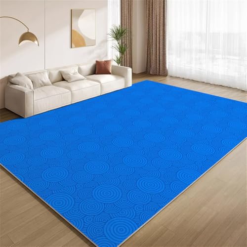 POKXAEU Moderne Kreisgeometrie Teppich Funky Blaue Textur Eingangsbereich-Teppich rutschfest Fußmatte weich waschbar Bodenteppich für Wohnzimmer Innenbereich Flur Matten 60x90cm von POKXAEU