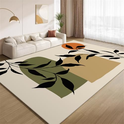 POKXAEU Moderne Mid-Century-Kunst Teppich Boho-Pflanzen Wohnzimmer-Schlafzimmer-Teppich rutschfest Überwurfmatten waschbar Bodendekoration Matte für den Innenbereich Flur 90x150cm von POKXAEU
