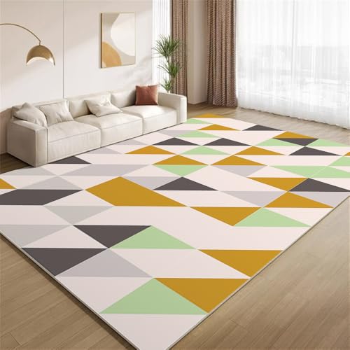 POKXAEU Moderne Minimalistische Geometrie Teppich Retro Multicolor Eingangsbereich-Teppich rutschfest Fußmatte weich waschbar Bodenteppich für Wohnzimmer Innenbereich Flur Matten 60x90cm von POKXAEU