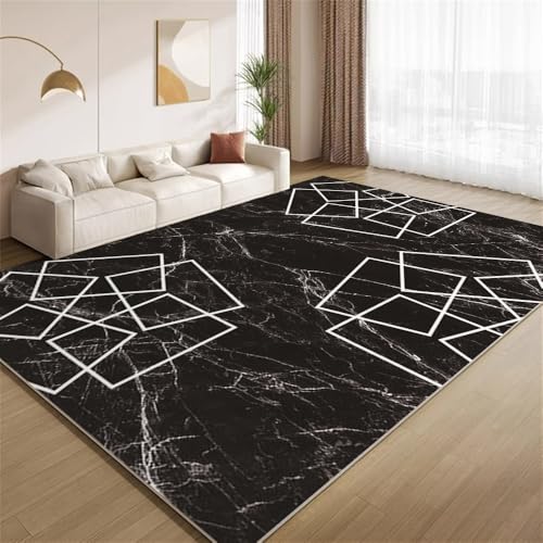 POKXAEU Moderner Schwarz-Marmor Teppich Weißes Geometrisches Quadrat Eingangsbereich-Teppich rutschfest Fußmatte weich waschbar Bodenteppich für Wohnzimmer Innenbereich Flur Matten 60x90cm POKXAEU Moderner Schwarz-Marmor Teppich Weißes Geometrisches Quadrat Eingangsbereich-Teppich rutschfest Fußmatte weich waschbar Bodenteppich für Wohnzimmer Innenbereich Flur Matten 60x90cm von POKXAEU