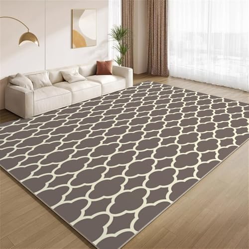POKXAEU Modernes Grau Braun Teppich Minimalistische Moderne Kunst Eingangsbereich-Teppich rutschfest Fußmatte weich waschbar Bodenteppich für Wohnzimmer Innenbereich Flur Matten 60x90cm von POKXAEU