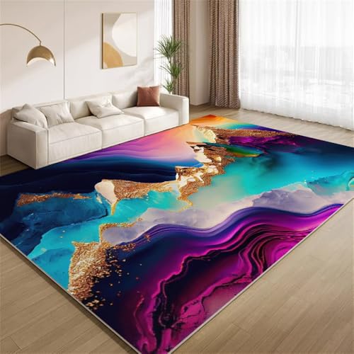 POKXAEU Modernes Lila Gold Teppich Goldfolien-Marmor Rutschfester Bodendekor-Teppich weicher Kurzflor-Akzentteppich für Innenräume Wohnzimmer Schlafzimmer Spielzimmer Foyer 150x240cm POKXAEU Modernes Lila Gold Teppich Goldfolien-Marmor Rutschfester Bodendekor-Teppich weicher Kurzflor-Akzentteppich für Innenräume Wohnzimmer Schlafzimmer Spielzimmer Foyer 150x240cm von POKXAEU