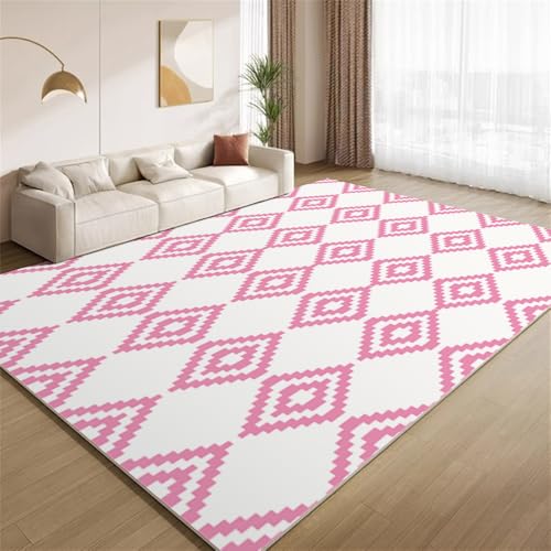 POKXAEU Modernes Rosa-Rot Teppich Rhombus-Geometrie Waschbarer Wohnzimmer-Schlafzimmer-Teppich weich rutschfest Kurzflor Matte für Bauernhaus Zuhause Boden Flur 120x150cm POKXAEU Modernes Rosa-Rot Teppich Rhombus-Geometrie Waschbarer Wohnzimmer-Schlafzimmer-Teppich weich rutschfest Kurzflor Matte für Bauernhaus Zuhause Boden Flur 120x150cm von POKXAEU