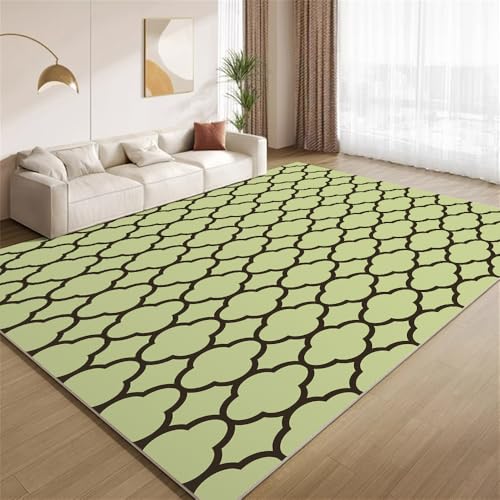 POKXAEU Modernes Schwarzgrün Teppich Geometrische Retro-Kunst Eingangsbereich-Teppich rutschfest Fußmatte weich waschbar Bodenteppich für Wohnzimmer Innenbereich Flur Matten 60x90cm von POKXAEU